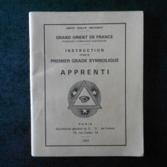 INSTRUCTION POUR LE PREMIER GRADE SYMBOLIQUE. APPRENTI (1993)