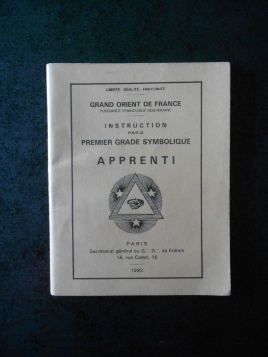 INSTRUCTION POUR LE PREMIER GRADE SYMBOLIQUE. APPRENTI (1993)
