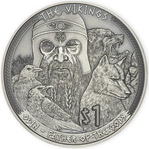 Samoa 2022 - 1 dollar, Vikings, Odin, argint, UNC foto