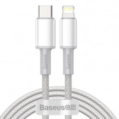 Cablu Alimentare si Date Baseus High Density Braided Fast Charging USB Type-C la Lightning Iphone PD 20W braided 2m Alb foto