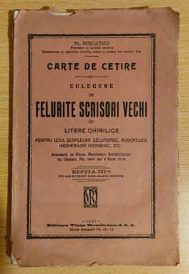 Al. Rosculescu Carte de cetire Felurite scrisori vechi chirilice foto