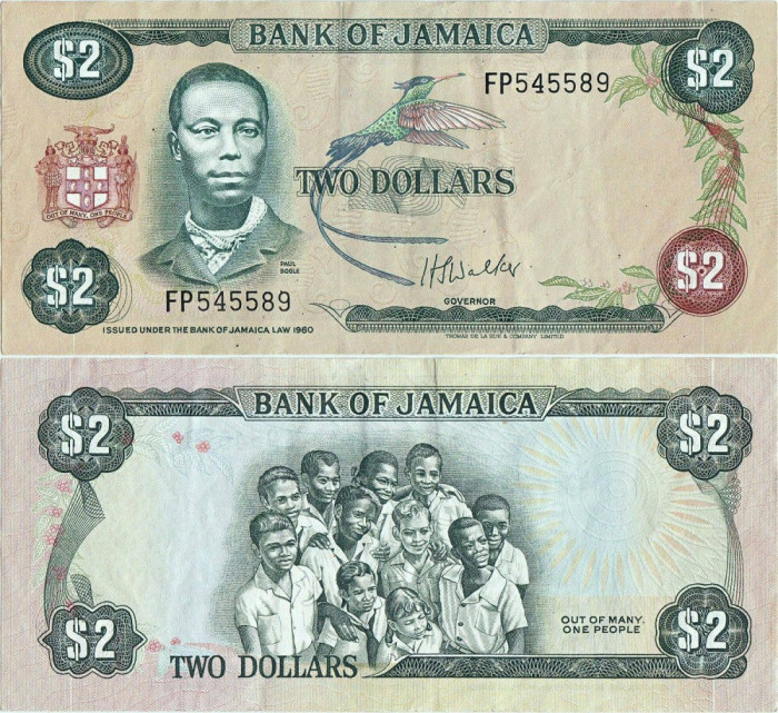 1976 , 2 dollars ( P-60b ) - Jamaica