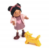 Figurine din lemn - Ayana and her Cat | Tender Leaf Toys