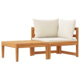 vidaXL Set mobilier grădină perne alb/crem, 2 piese, lemn masiv acacia