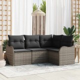 VidaXL Set de canapele pentru grădină cu pernă 4 pcs Gri Rattan poli