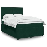 vidaXL Pat box spring cu saltea, verde &icirc;nchis, 160x200 cm, catifea 3294679