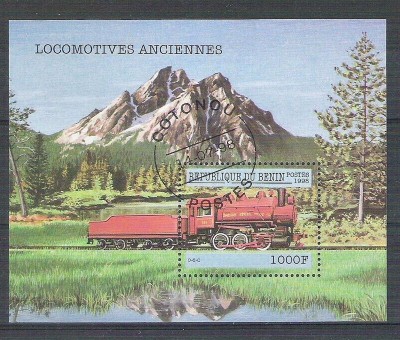 Benin 1998 Train, perf. sheet, used AB.006 foto