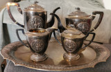 SERVICIU de cafea si ceai, din argint masiv din SIAM anii 1900, Set ceai, Universal