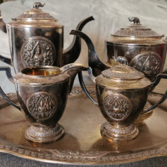 SERVICIU de cafea si ceai, din argint masiv din SIAM anii 1900