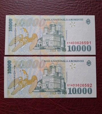 Bancnote 10000 lei 1999 (2001) consec. UNC foto