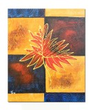 Cumpara ieftin Tablou abstract pictat manual, Frunza de stejar 2, 60x50cm ulei panza in relief efect 3D, gata de expus pe perete