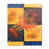 Tablou abstract pictat manual, Frunza de stejar 2, 60x50cm ulei panza in relief efect 3D, gata de expus pe perete