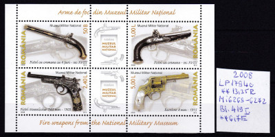 2008 Arme de foc din muz militar nat Bl.419 model I LP1794c MNH Pret 3,9+1Lei foto