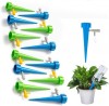 Set 12 Picuratoare cu Valva pentru Irigare Plante, Ghiveci, Gradina, Udare Controlata, Debit Ajustabil, Albastru/Verde