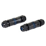 Set 2 conectori cablu Detoolz, ermetici, &Oslash;22x72mm, 3 pini, clasa de etanseitate IP68