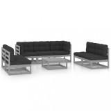 vidaXL Set mobilier de grădină cu perne, 8 piese, lemn masiv de pin 3076476