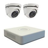 Kit supraveghere video Hikvision 2 camere TurboHD 2MP, DVR 4 canale