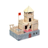 Set constructie arhitectura Vario Fort, 194 piese din lemn, Walachia EduKinder World