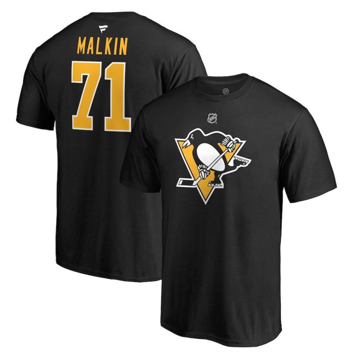 Pittsburgh Penguins tricou de bărbați black #71 Evgeni Malkin Stack Logo Name &amp;amp; Number - XXL