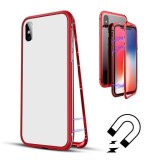 Husa de protectie magnetic 360, folie sticla inclusa, pentru apple iphone x, rosu, Flippy
