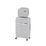 Set 2 Valize Leziter TraveLux Voyager IV (Mare 76cm TSA + M&acirc;nă 26x31x17cm) PP Gri