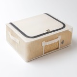 Cutie depozitare sub pat, 50x40x15 cm, transparenta, cu manere si fermoar, organizator haine sau lenjerie