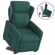 vidaXL Fotoliu rabatabil ridicare pe verticală, verde &icirc;nchis, textil