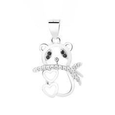 Pandantiv argint 925, JW1600, model panda, placat cu rodiu