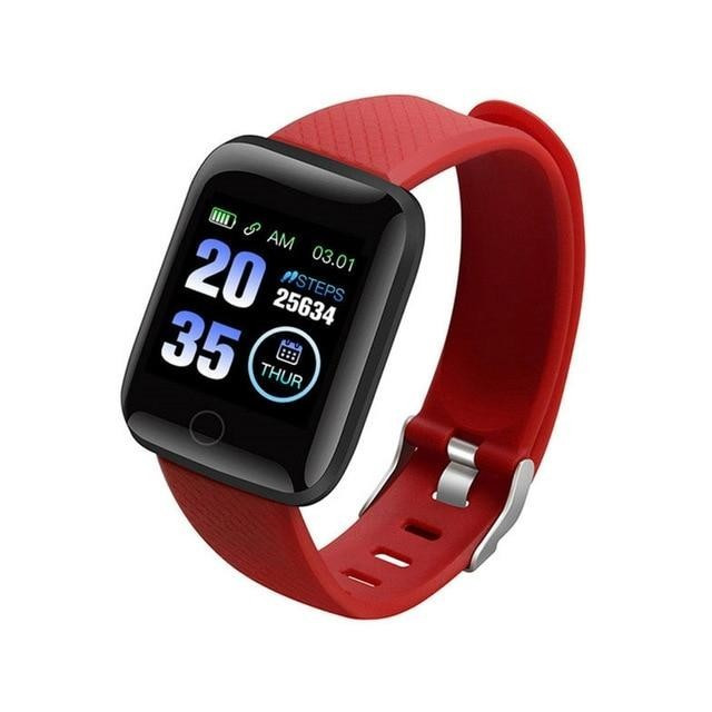 Ceas Smartwatch Techstar&reg; D13 Rosu, Bluetooth 4.0, Compatibil Android &amp; iOS, Unisex, Rezistent la Apa