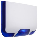 Sirena piezo de exterior cu flash albastru, 85/105 db, baterie interna 9V/1100mAh, protectie IK08/IP45 SR400