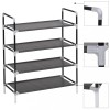 Gossi raft incaltaminte cu 4 rafturi, metal si textil netesut, negru