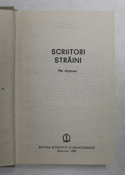 DICTIONAR DE SCRIITORI STRAINI