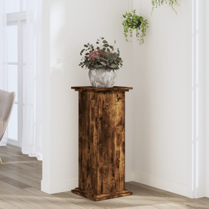 Gossi suport de plante, stejar fumuriu, 33x33x80 cm, lemn prelucrat