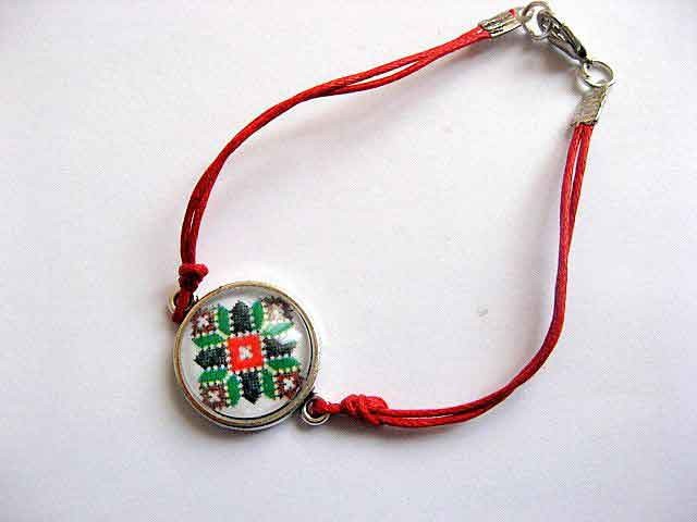 Bijuterie metal si sticla, bratara femei cu motiv traditional 29658