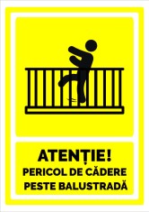 Semn pentru pericol de cadere peste balustrada foto
