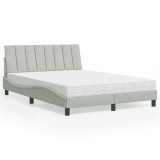 VidaXL Pat cu saltea, Hanko, gri deschis, 140x190 cm, catifea 3208592