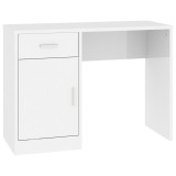 Cumpara ieftin Birou cu sertar si dulap, alb extralucios, 100x40x73 cm, lemn