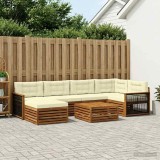 vidaXL Set de canapele de exterior cu pernă 7 pcs Natural și Crem 3383593