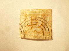 Timbru State Germane 1865 Taxe , 1/2gr , stampilat , subtiat