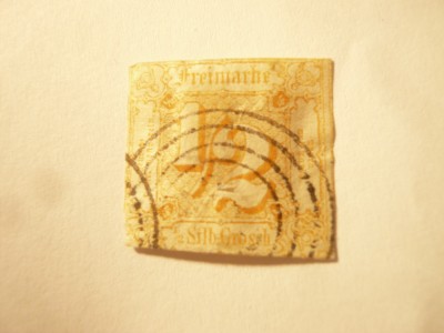 Timbru State Germane 1865 Taxe , 1/2gr , stampilat , subtiat foto