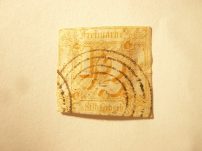 Timbru State Germane 1865 Taxe , 1/2gr , stampilat , subtiat