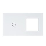 Aproape nou: Rama dubla din sticla PNI SH611 pentru intrerupator si priza, alb