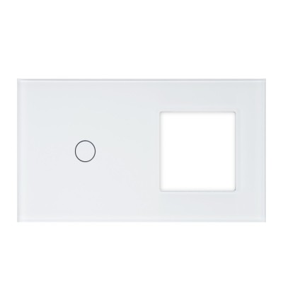 Aproape nou: Rama dubla din sticla PNI SH611 pentru intrerupator si priza, alb foto