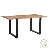 Cumpara ieftin Masa Slim din lemn masiv de salcam picior de culoarea nuc negru 180x90x75.6cm