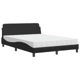 Cumpara ieftin Pat cu saltea, Dover, negru, 140x200 cm, piele ecologica