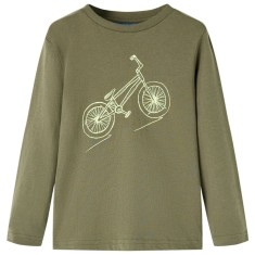Tricou pentru copii cu m&acirc;neci lungi, kaki, 116