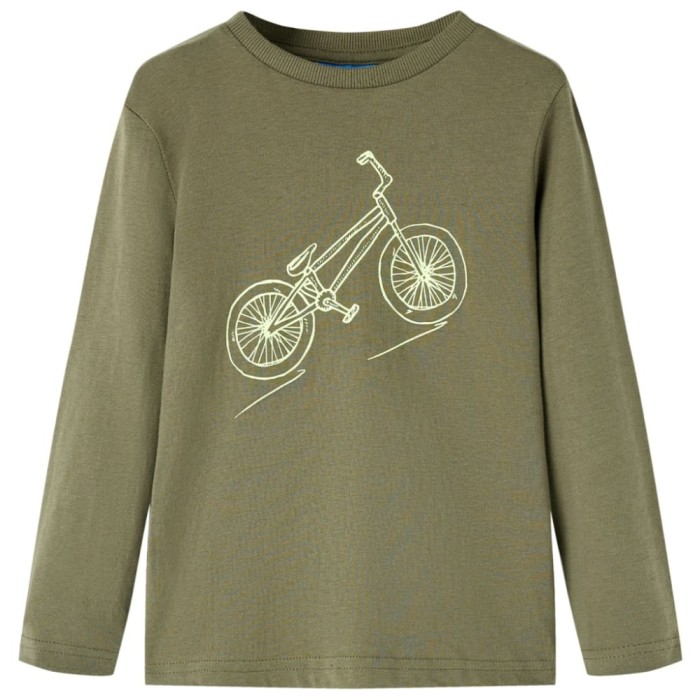 Tricou pentru copii cu m&acirc;neci lungi, kaki, 116