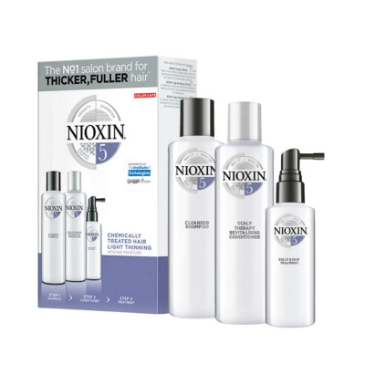 Kit impotriva caderii parului, Nioxin, System 5, Sampon 150 ml + Balsam 150 ml + Tratament 40 ml foto