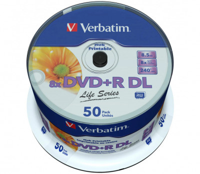 DVD+R Double Layer Verbatim printable, 8.5GB, 8X, spindle 50 buc foto