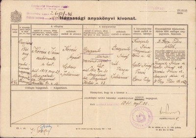 A1207 Extras registru căsătorii, 1941, Oradea foto